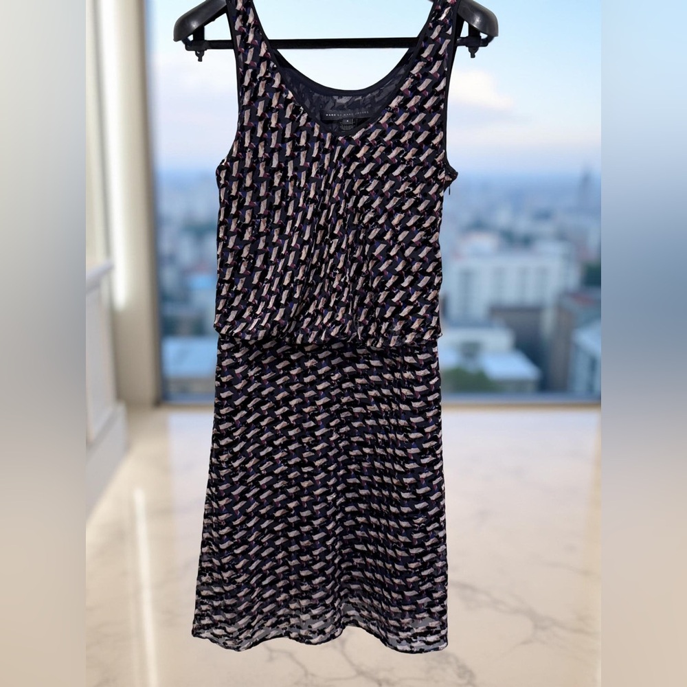 Marc by Marc Jacobs EUC Sz 4 Sleeveless Graphic Design Velvet Devore Dress (533) - Picture 3 of 14